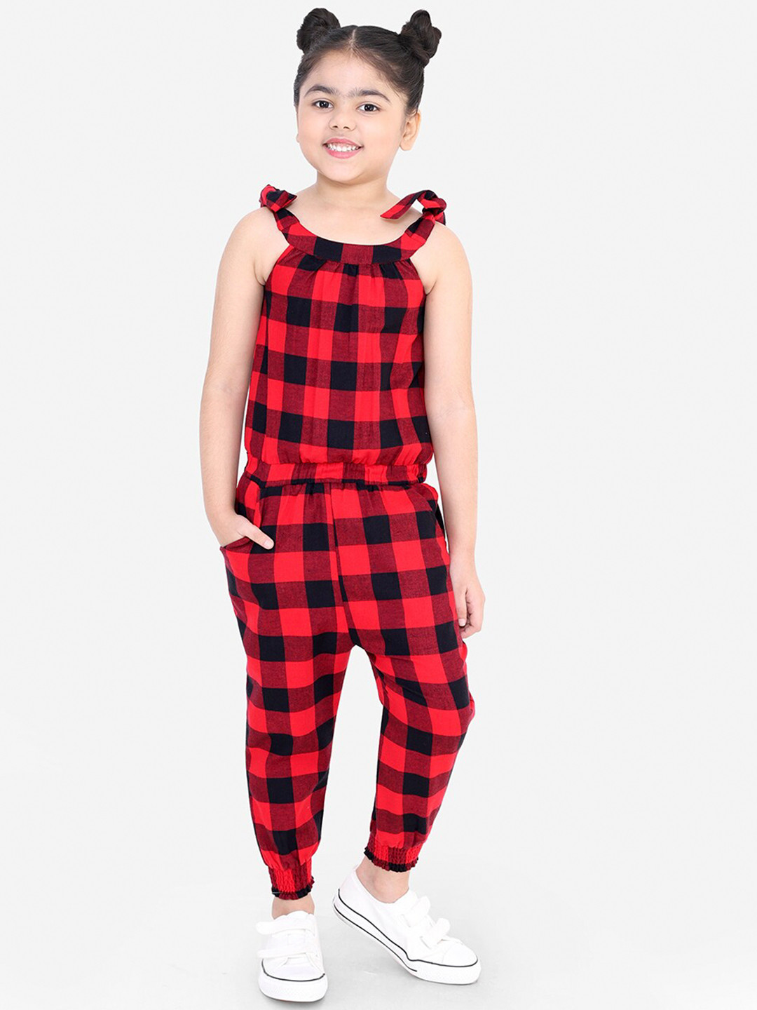 

Naughty Ninos Girls Red & Black Checked Basic Jumpsuit