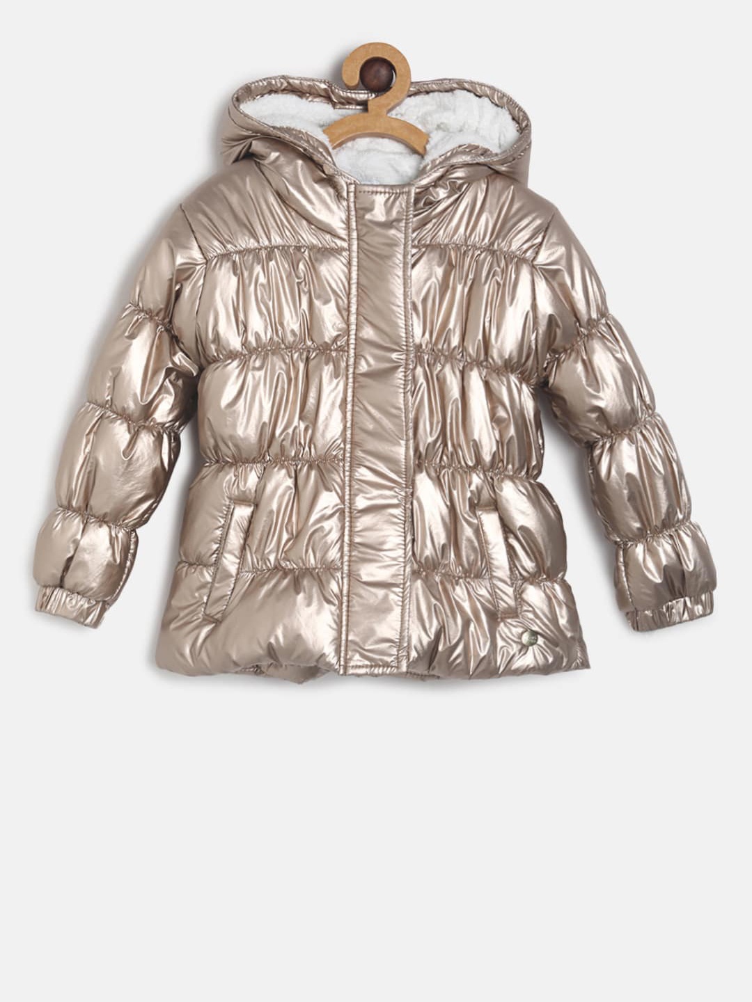 

MINI KLUB Girls Gold-Toned Solid Puffer Jacket