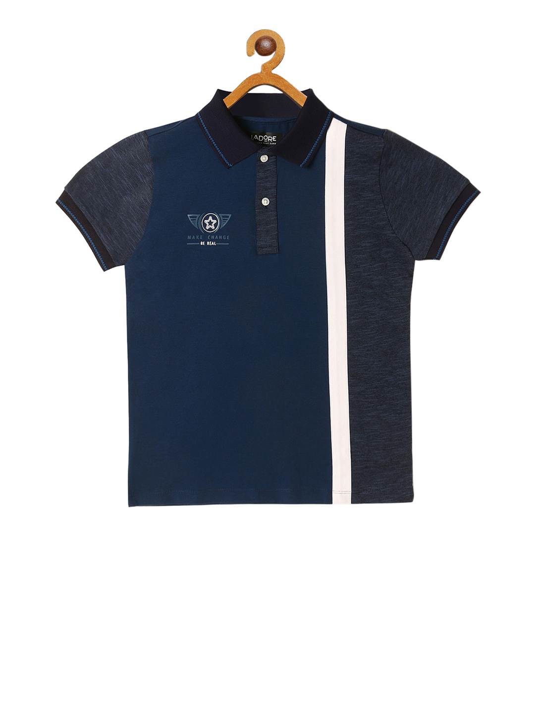 

LAdore Boys Blue Striped Polo Collar Pure Cotton T-shirt