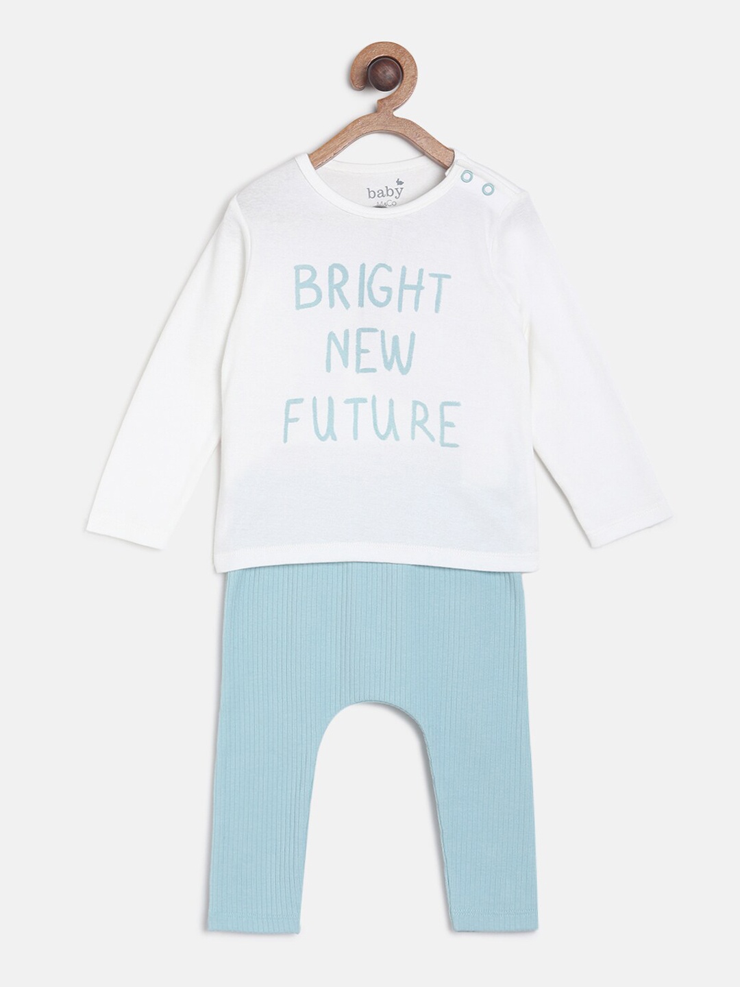 

MINI KLUB Boys White & Blue Printed Organic Cotton T-shirt with Pyjamas
