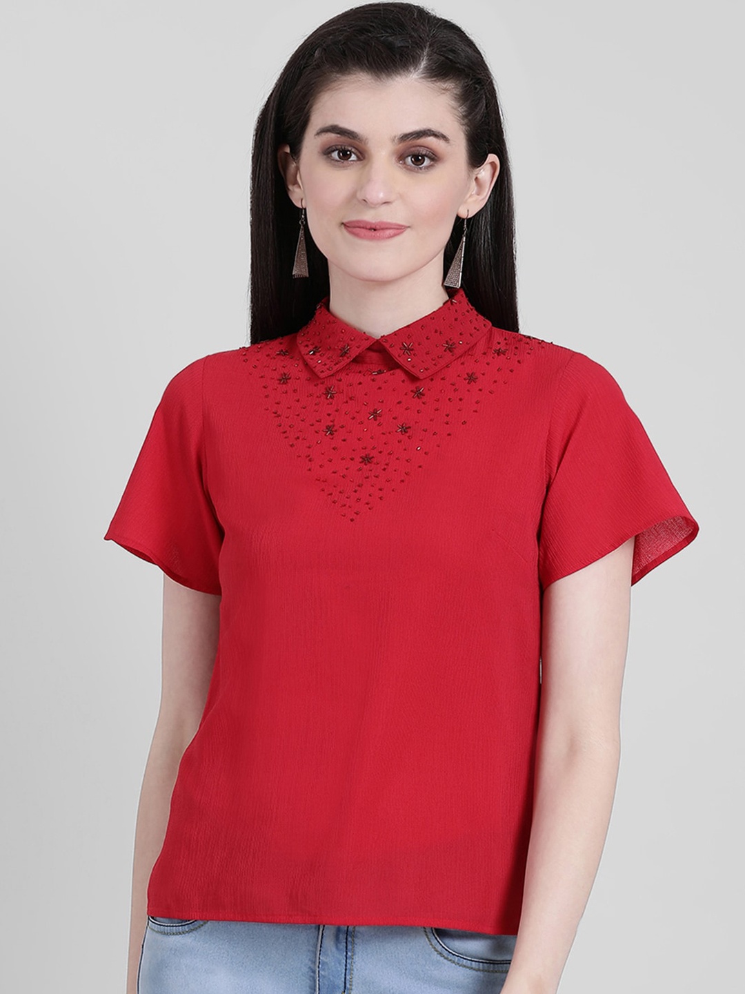 

Zink London Women Red Solid Top