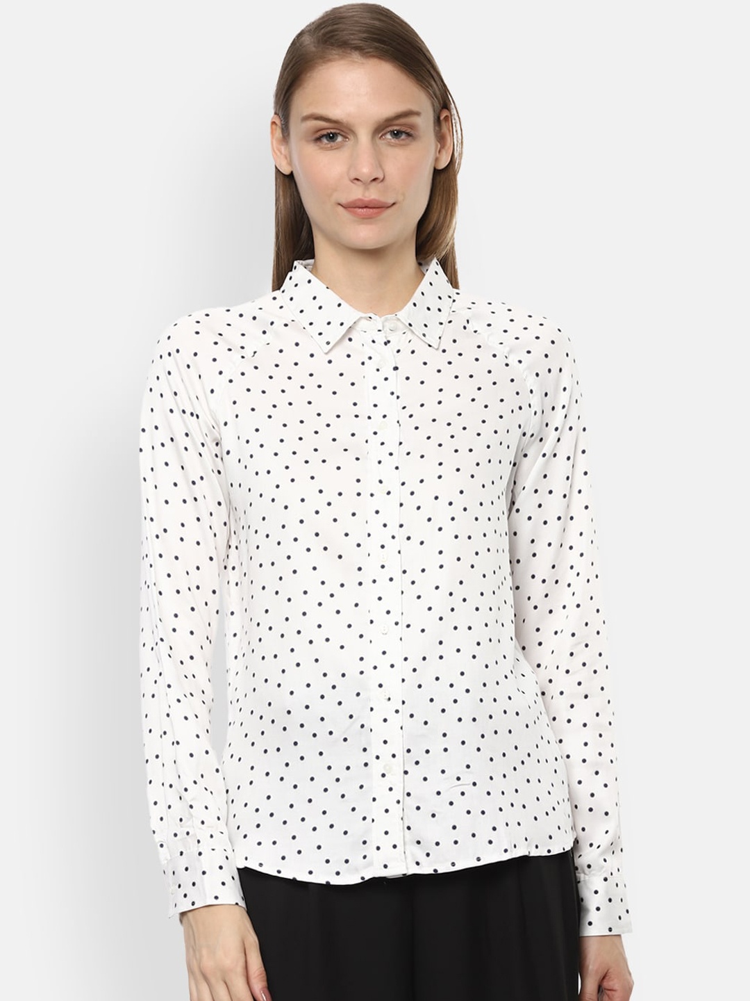 

Van Heusen Woman White Regular Fit Printed Casual Shirt