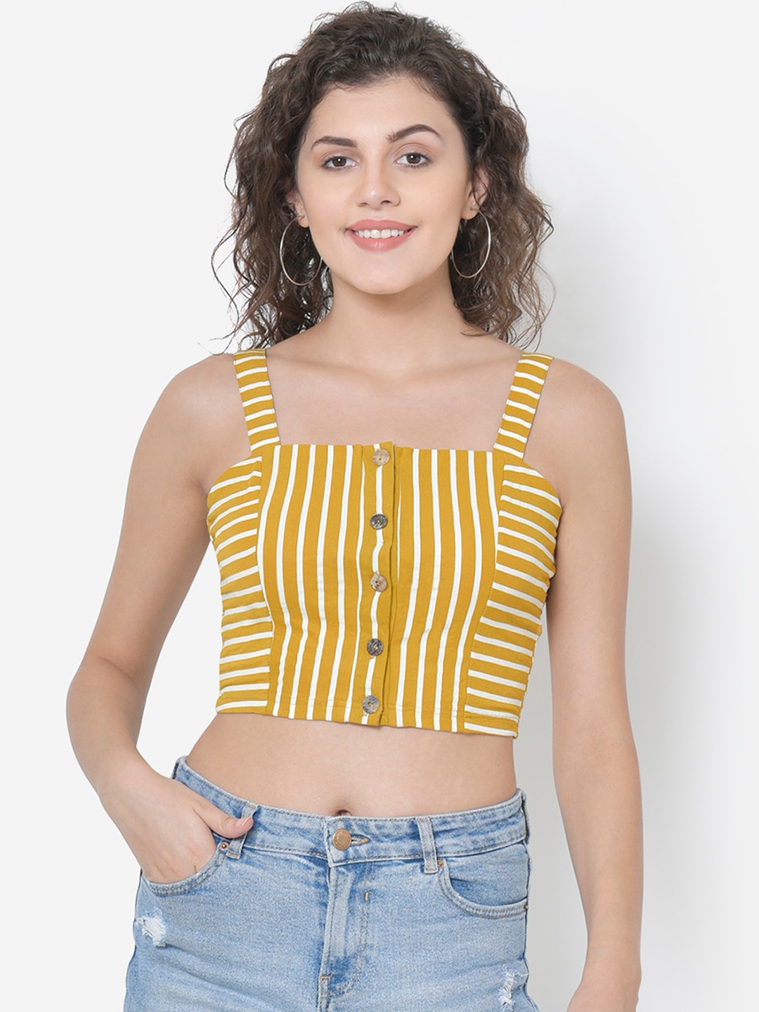 

Martini Women Yellow Striped Fitted Top