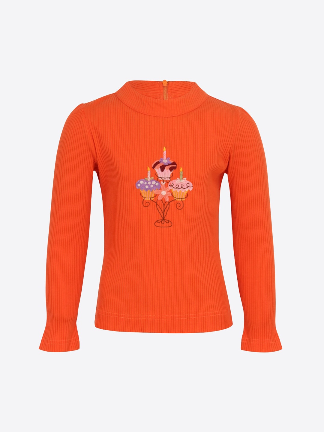 

CUTECUMBER Girls Orange Printed Top