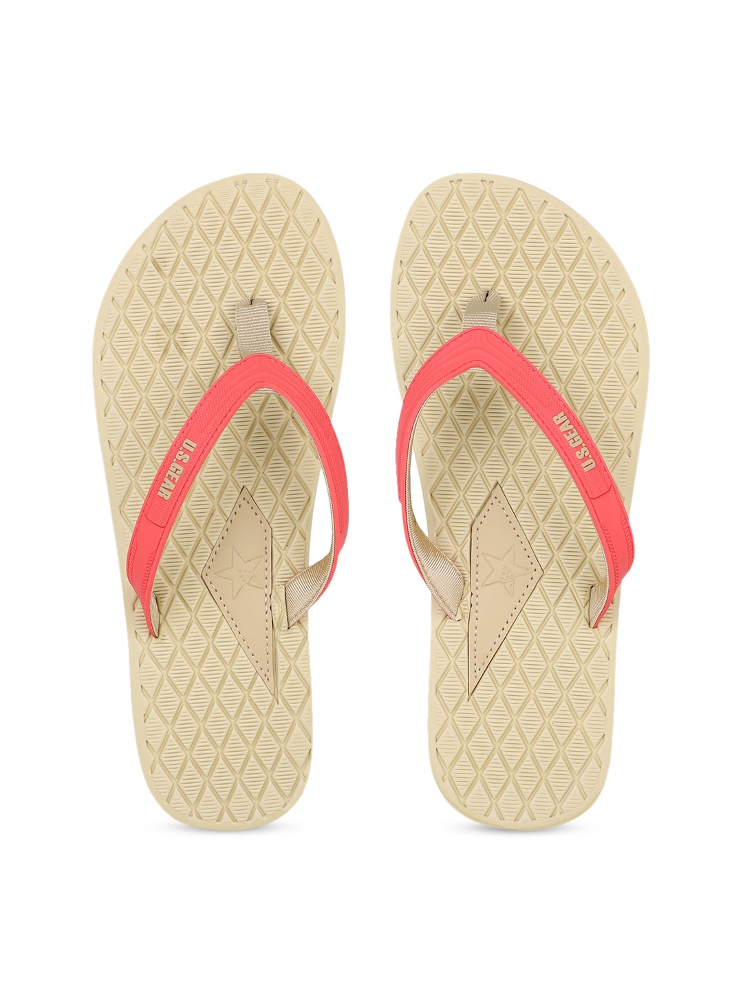 

US Gear Women Beige & Red Printed Thong Flip-Flops