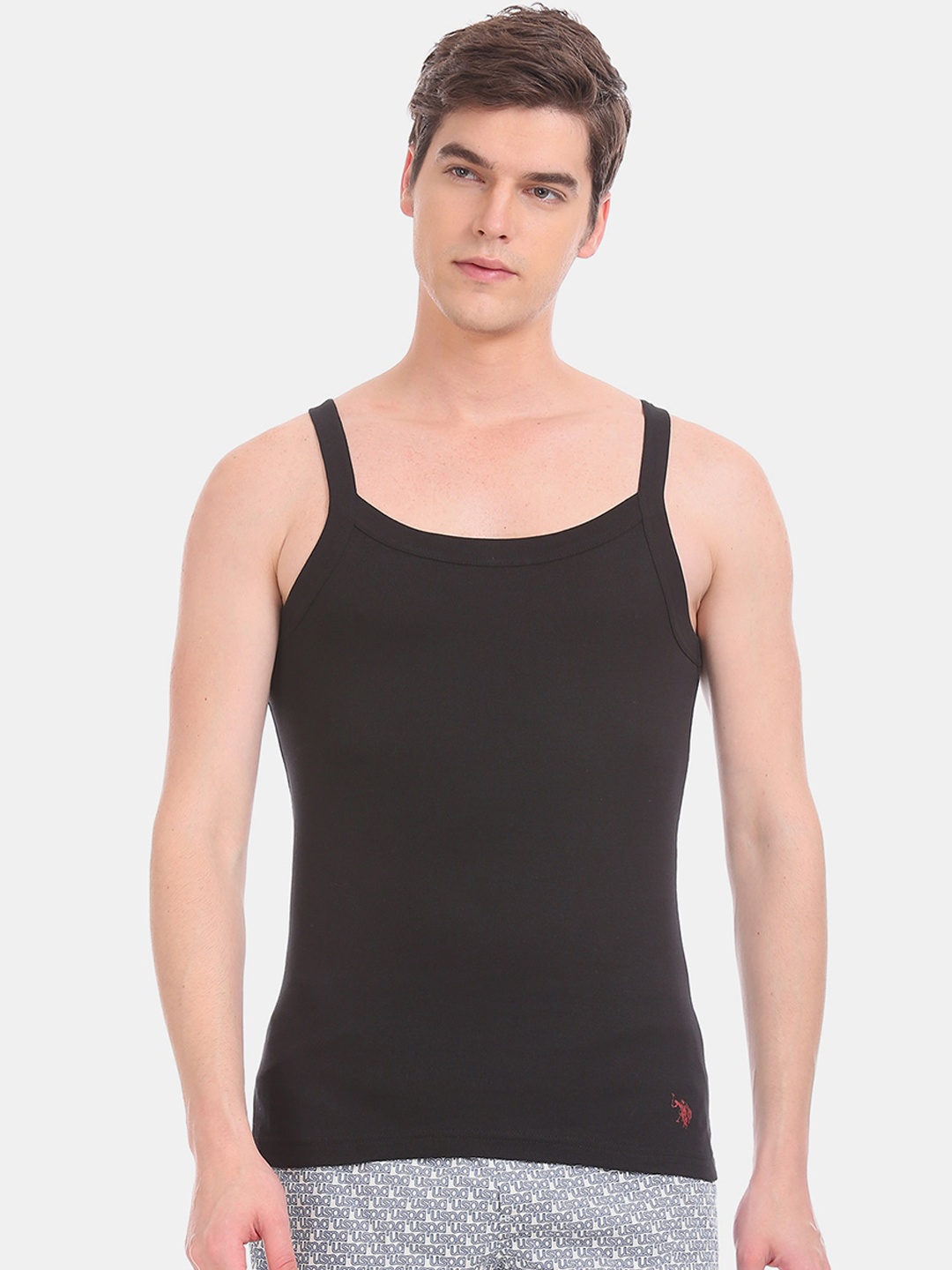 U.S. Polo Assn. Men Black Solid Innerwear Vests