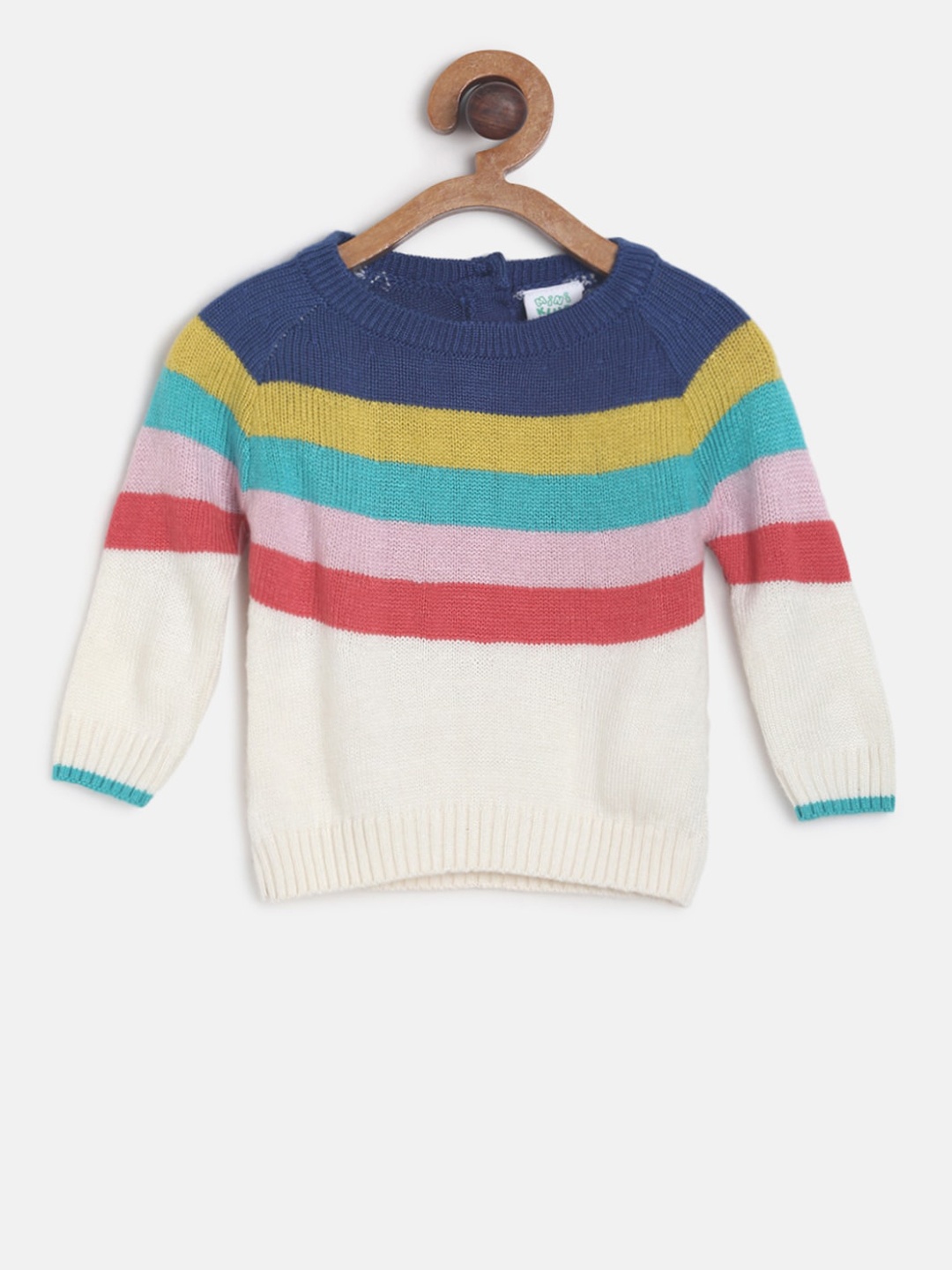 

MINI KLUB Girls Multicoloured Striped Acrylic Pullover Sweater, Multi