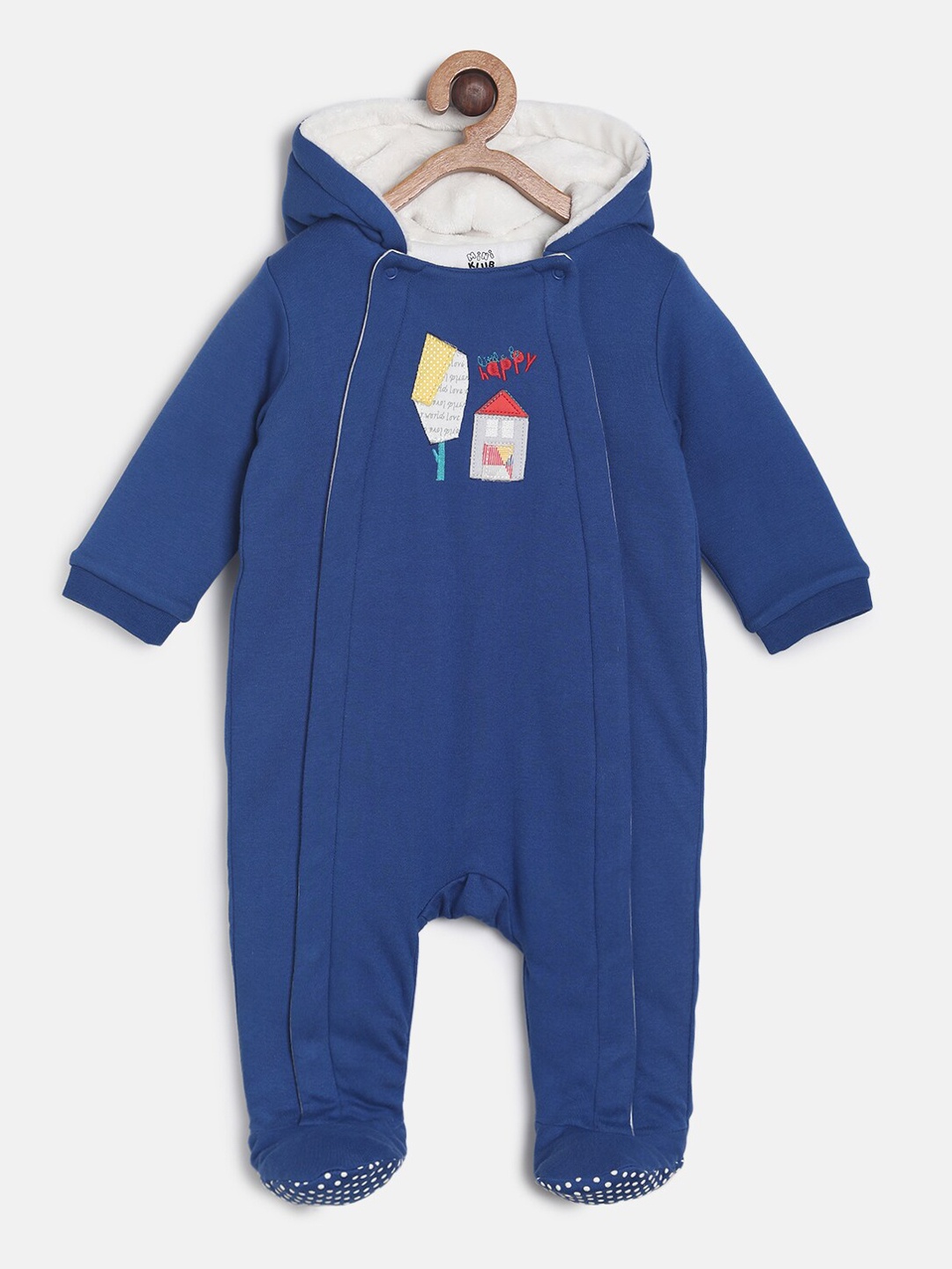 

MINI KLUB Girls Navy Blue Solid Hooded Sleepsuit