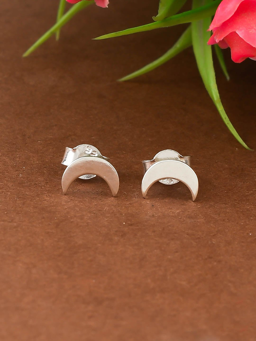 

Silvermerc Designs Silver-Plated Sterling Silver Crescent Shaped Studs