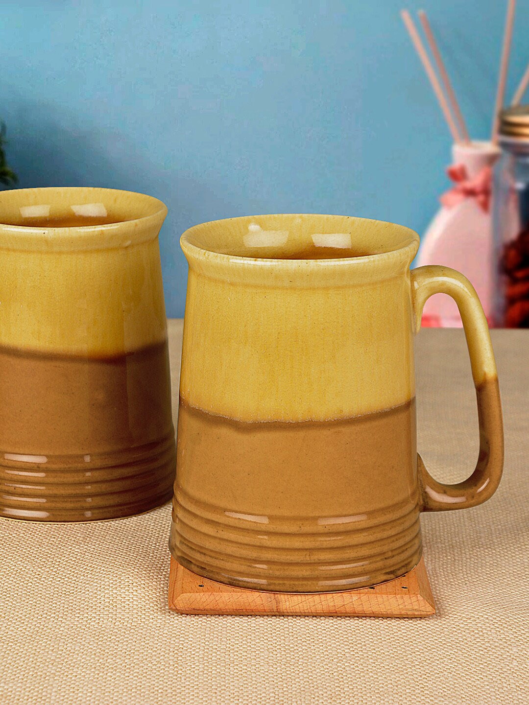 

StyleMyWay Yellow Printed Ceramic Mugs Set