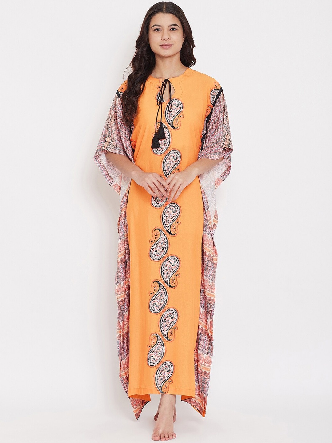 

The Kaftan Company Orange Printed Nightdress