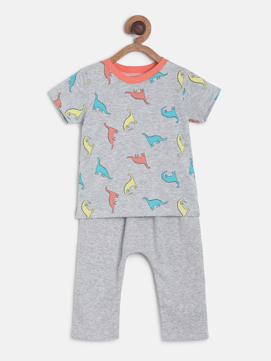 MINI KLUB Boys Grey & Blue Printed T-shirt with Pyjamas