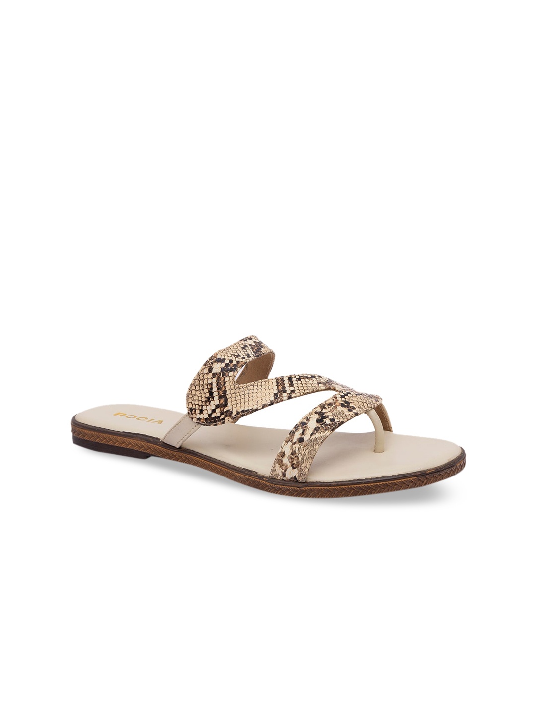 

Rocia Women Beige Animal Printed Open Toe Flats