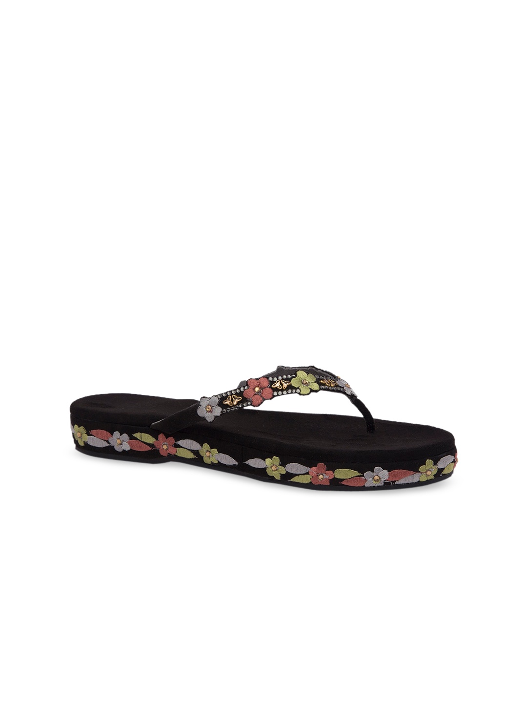 

Inc 5 Women Black Embellished Suede Open Toe Flats