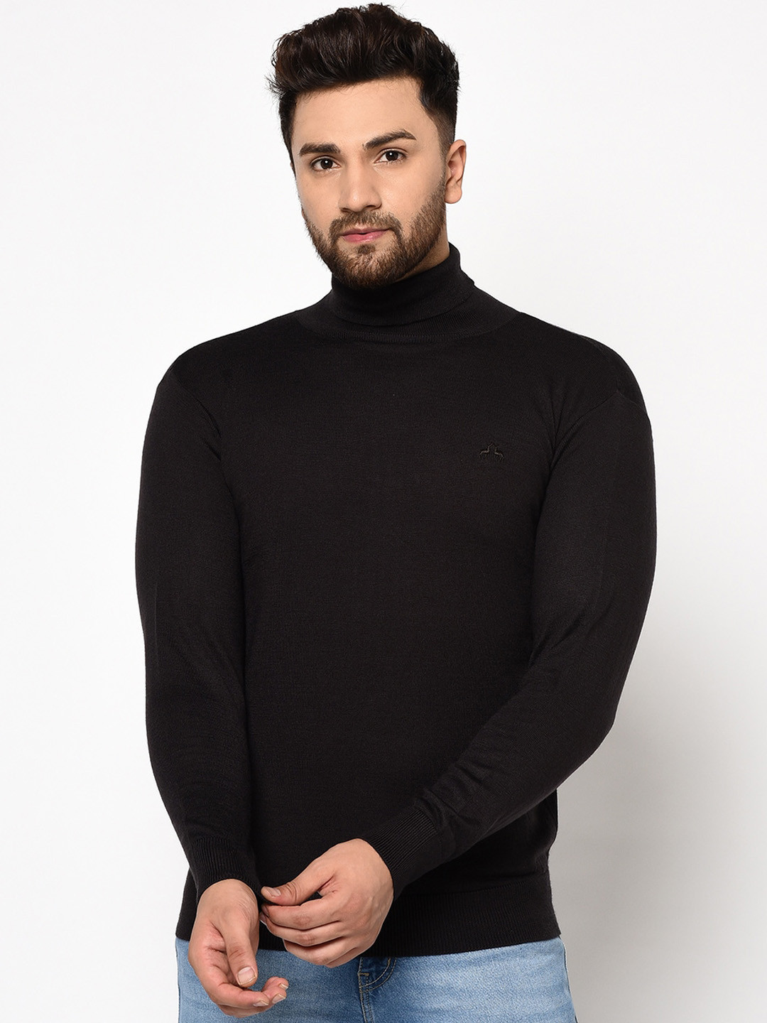 

98 Degree North Men Coffee Brown Solid Pullover Sweater