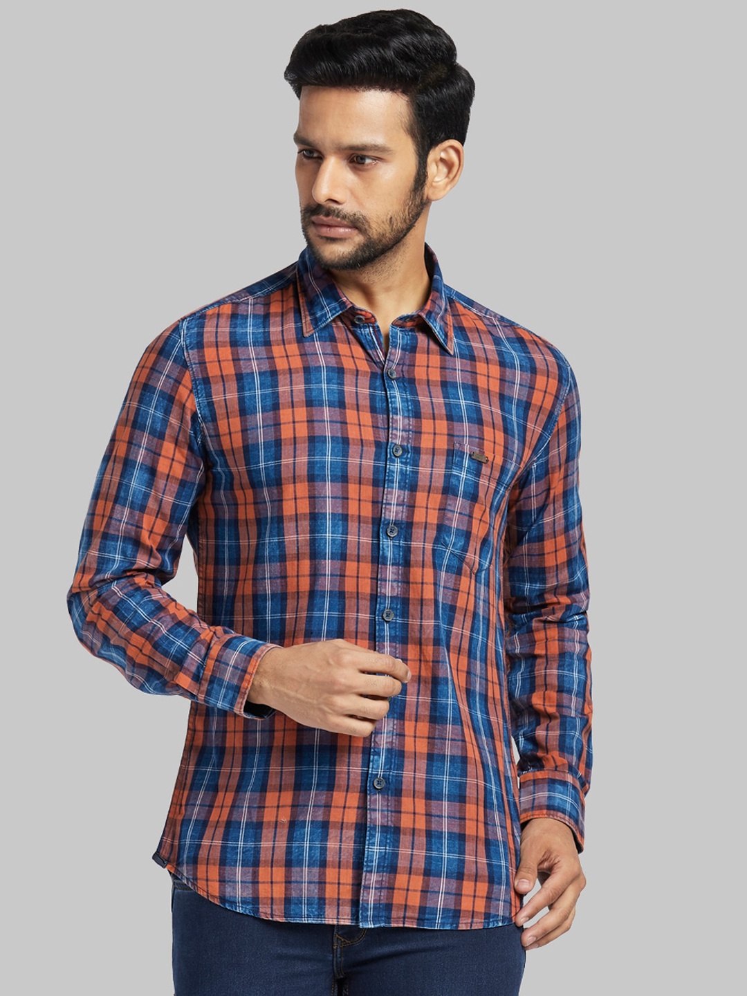 

Parx Regular Fit Checked Cotton Casual Shirt, Red