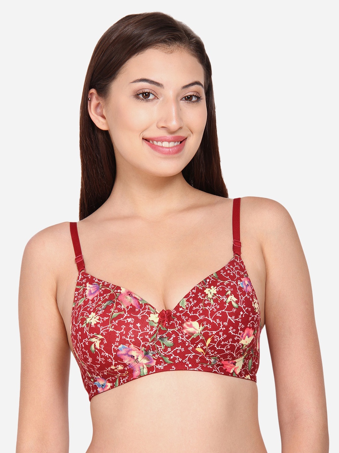 

Innocence Maroon & White Printed Non-Wired Lightly Padded Push-Up Bra BBAPLIN88728_28B