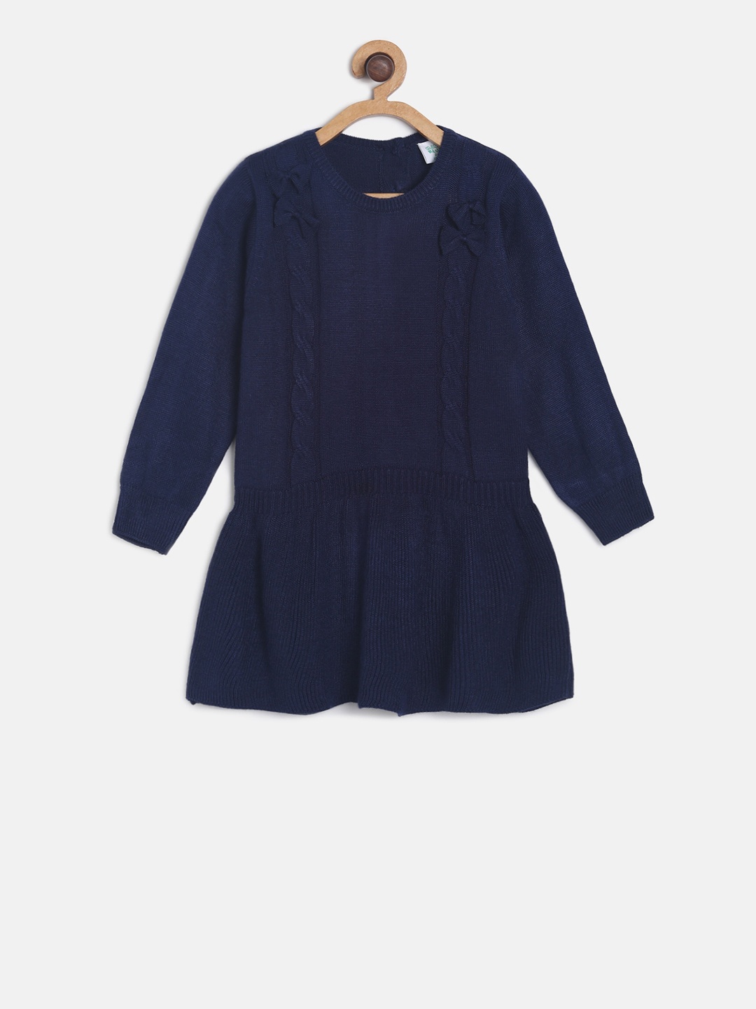 

MINI KLUB Girls Acrylic Navy Blue Solid Pullover Sweater