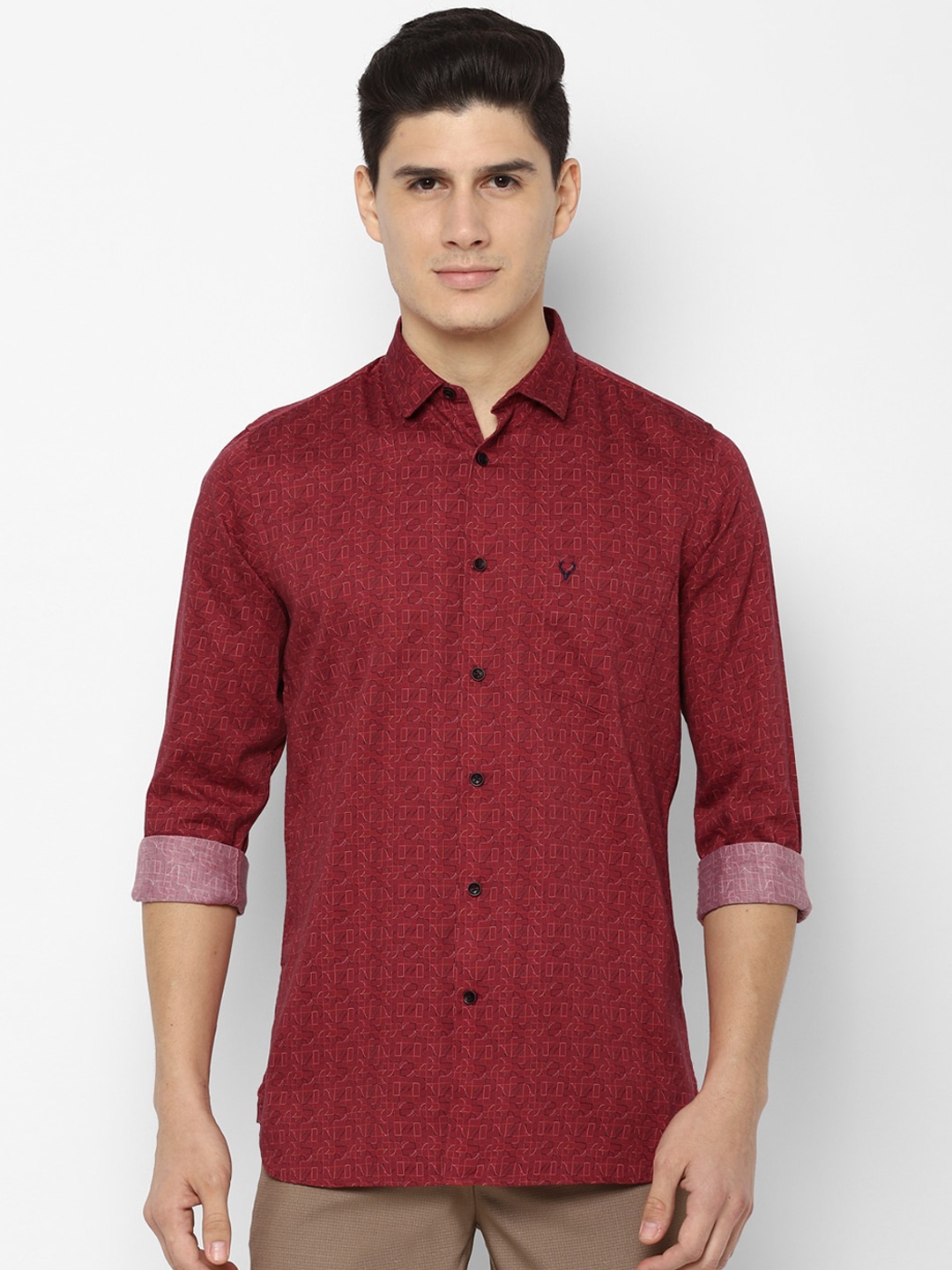 

Allen Solly Men Maroon Slim Fit Printed Casual Shirt
