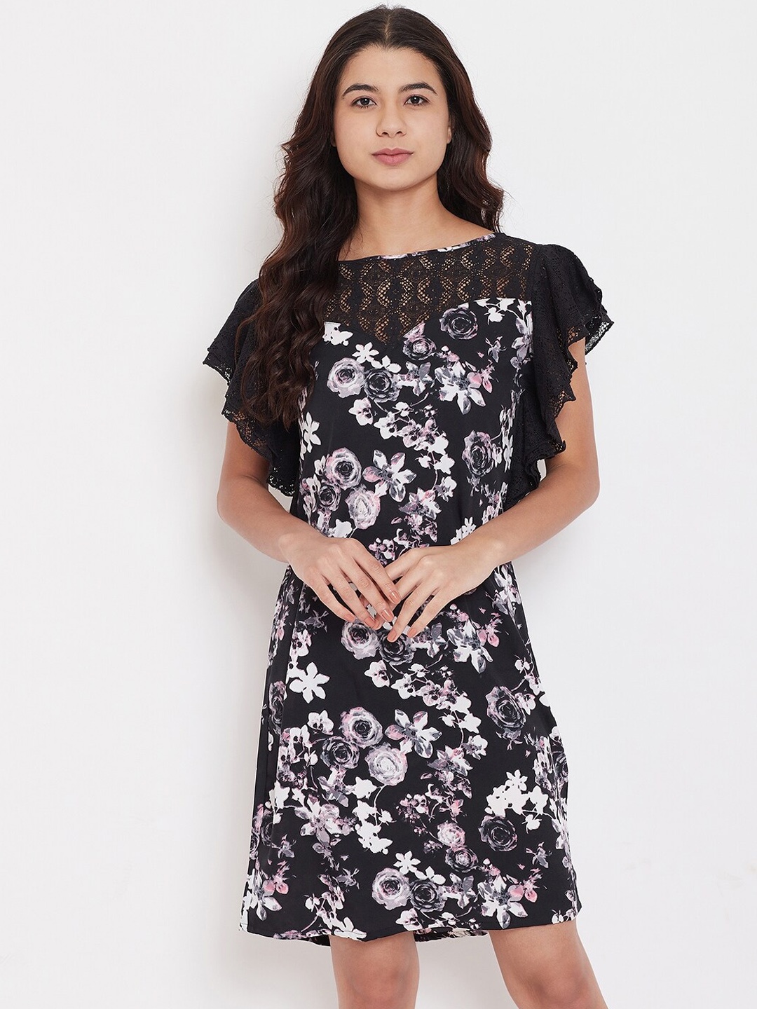The Kaftan Company Black & White Printed Nightdress