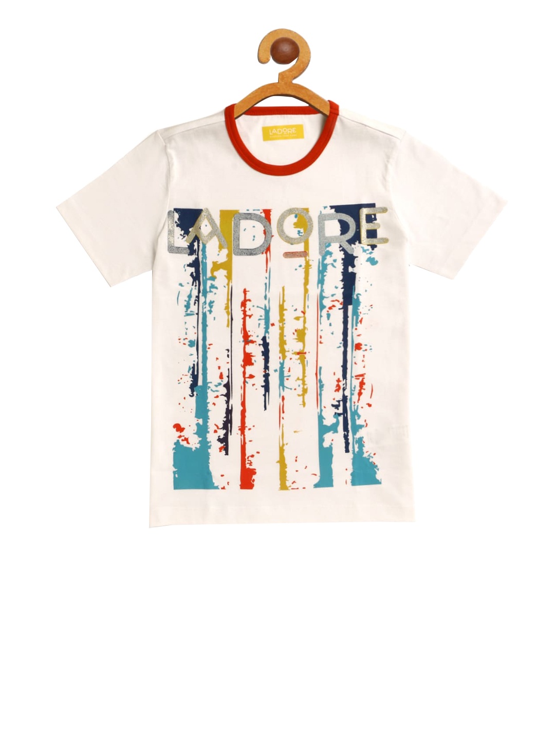

LAdore Kids White Printed Round Neck T-shirt