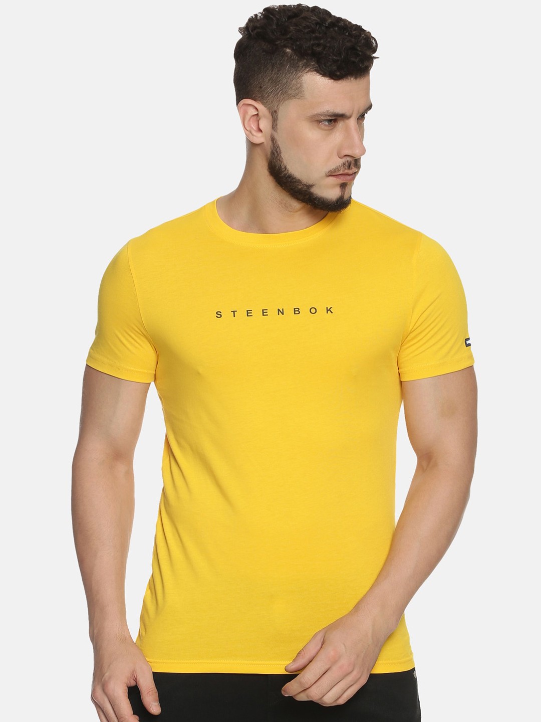 

Steenbok Men Yellow Printed Round Neck T-shirt