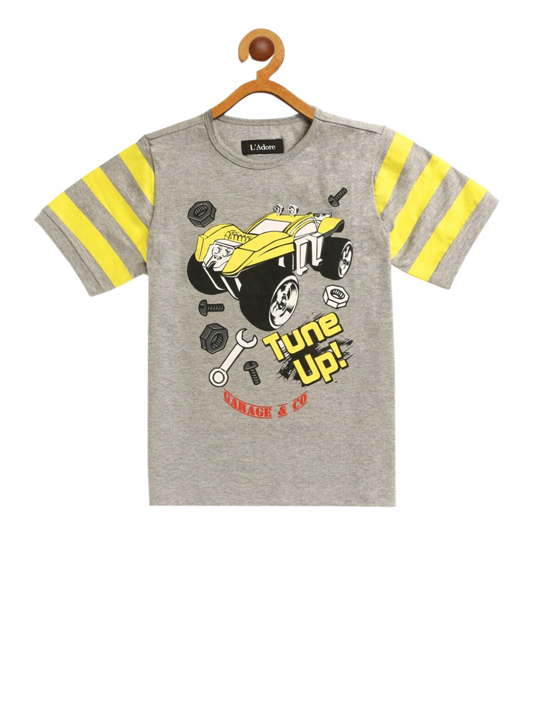 

LAdore Boys Grey Printed Round Neck Pure Cotton T-shirt
