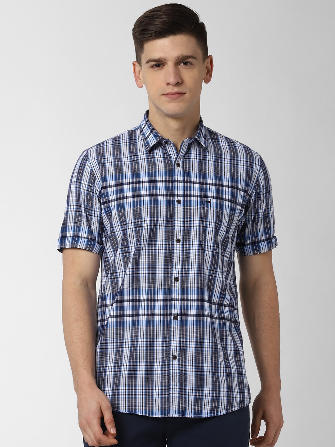 

Peter England Casuals Men Blue Slim Fit Checked Casual Shirt