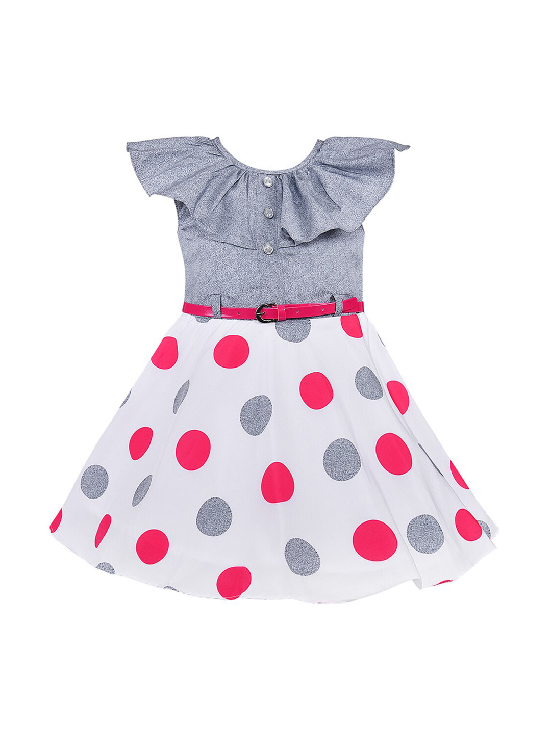 

Wish Karo Girls Grey & White Printed Fit and Flare Dress