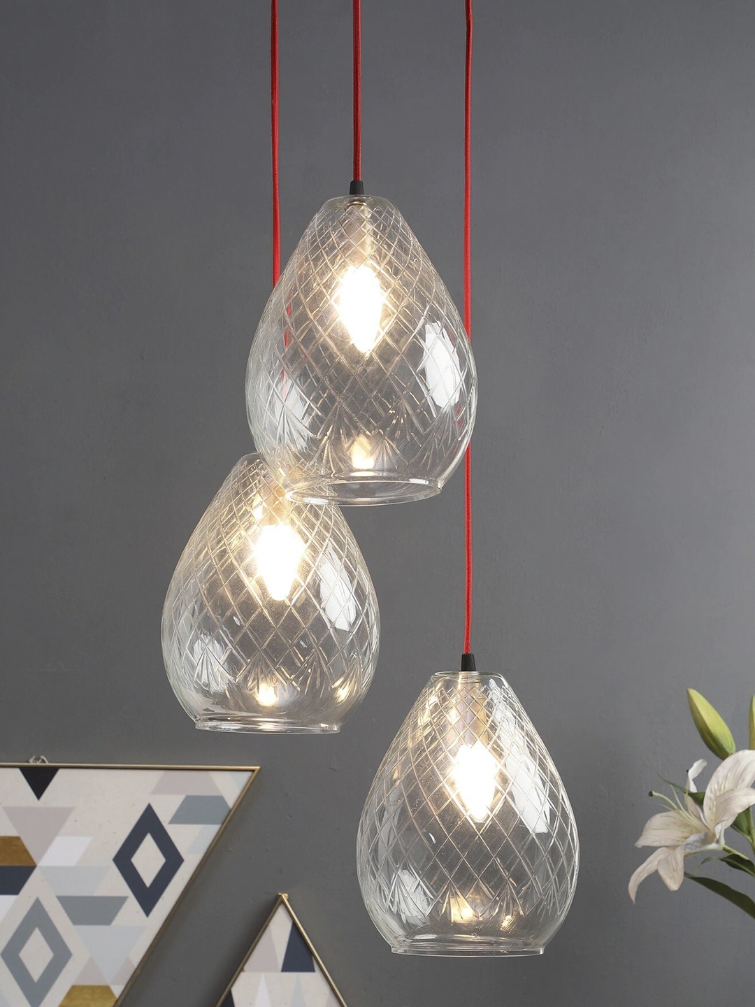 

THE LIGHT STORE Transparent & Red Textured Cluster Light