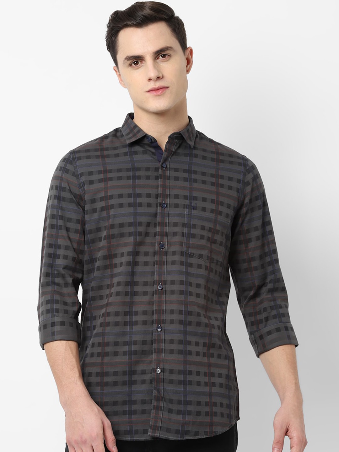 

Allen Solly Men Charcoal & Black Slim Fit Printed Casual Shirt