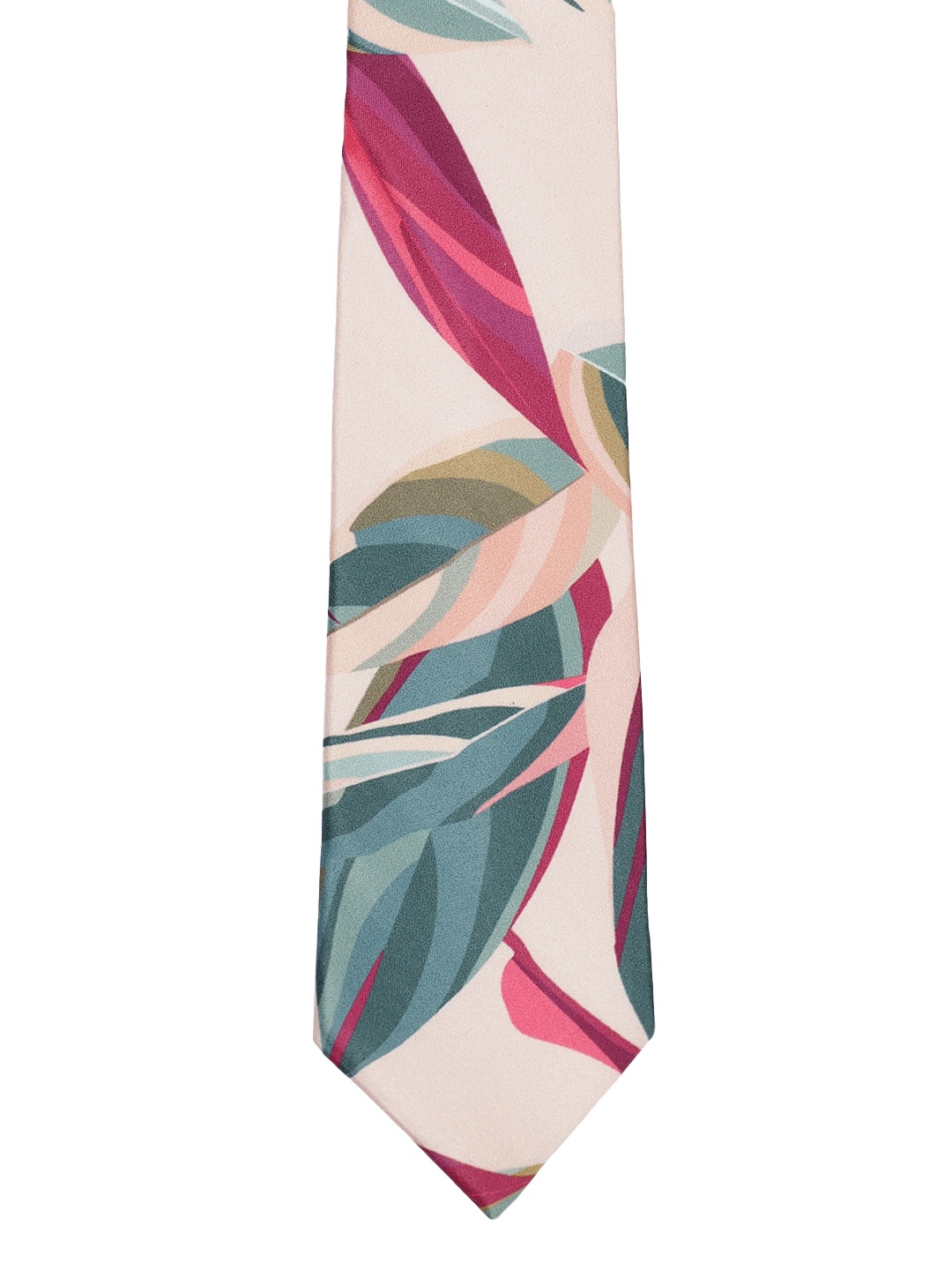 

Tossido Off-White & Green Printed Broad Tie
