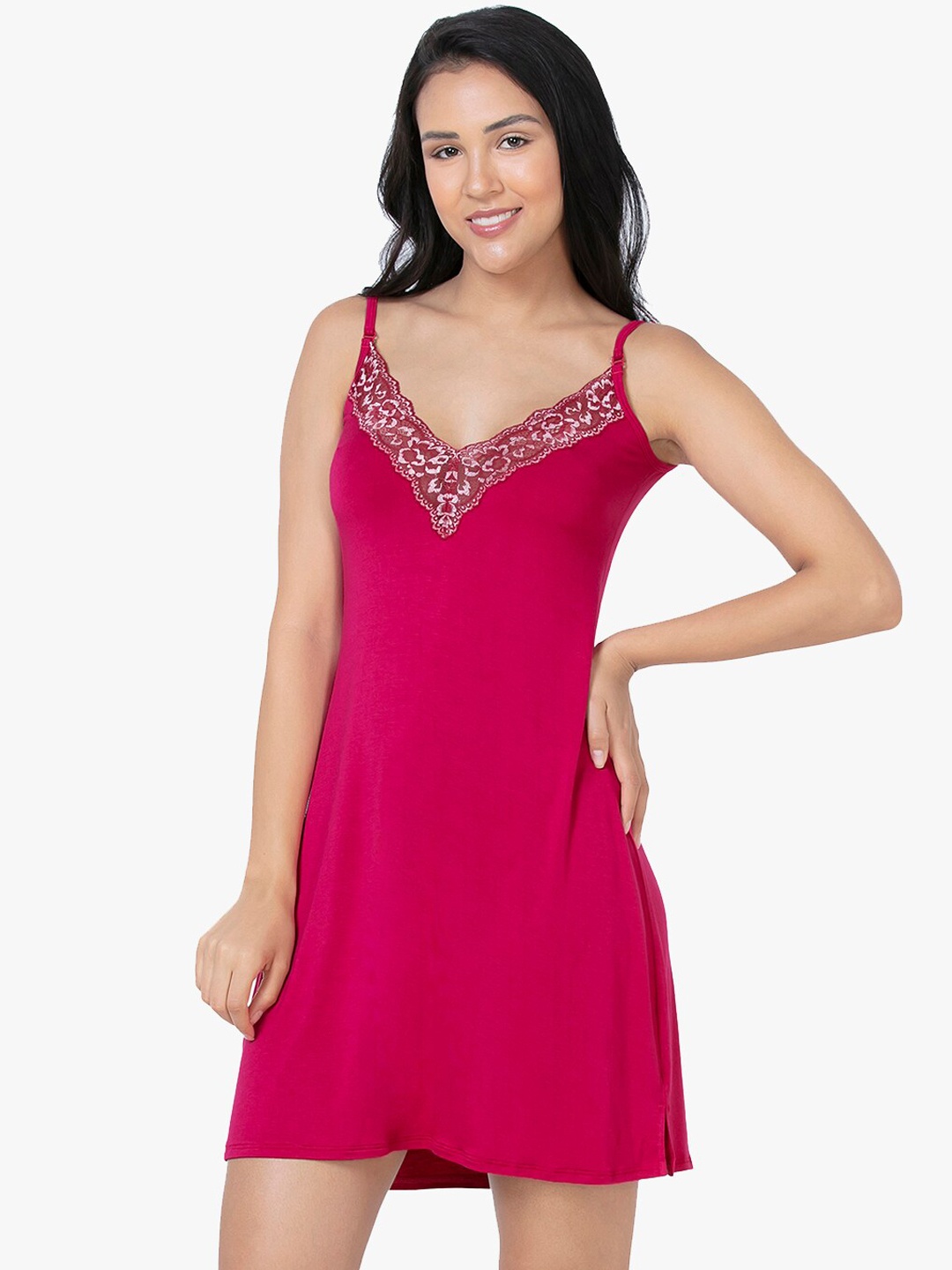 

Amante Pink Solid Nightdress