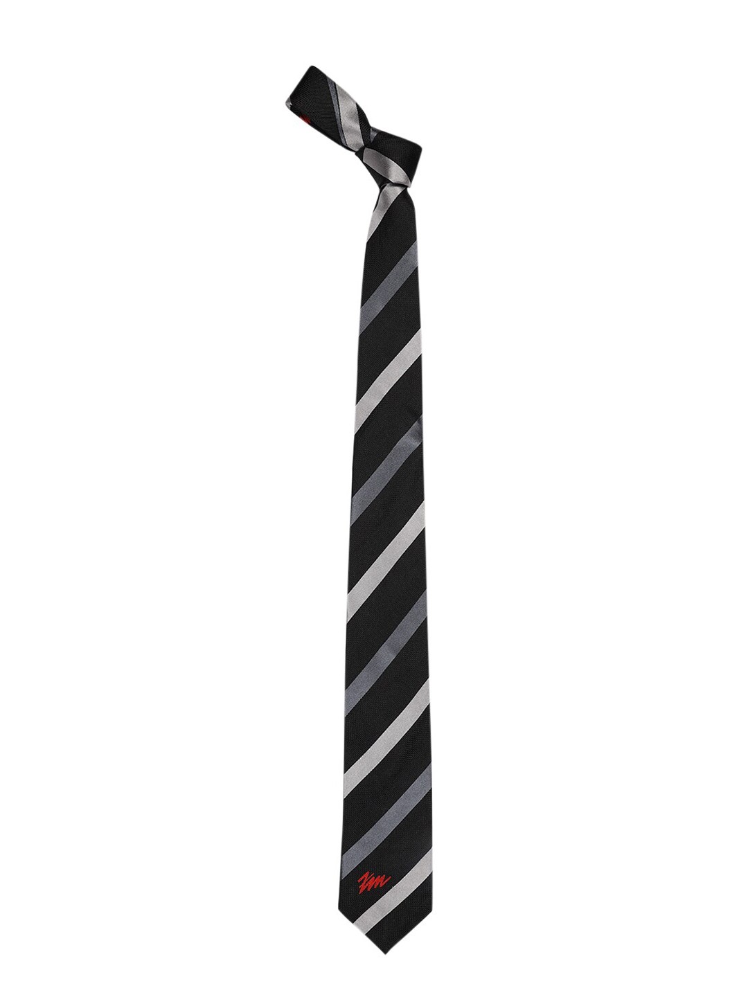 

Tossido Men Black & Grey Striped Broad Tie