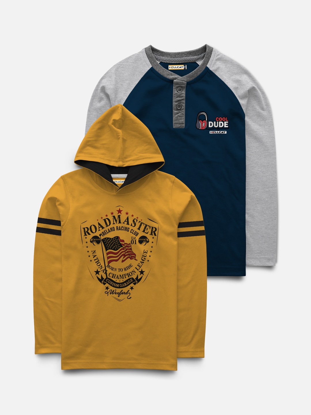 

HELLCAT Boys Pack of 2 T-shirts, Yellow