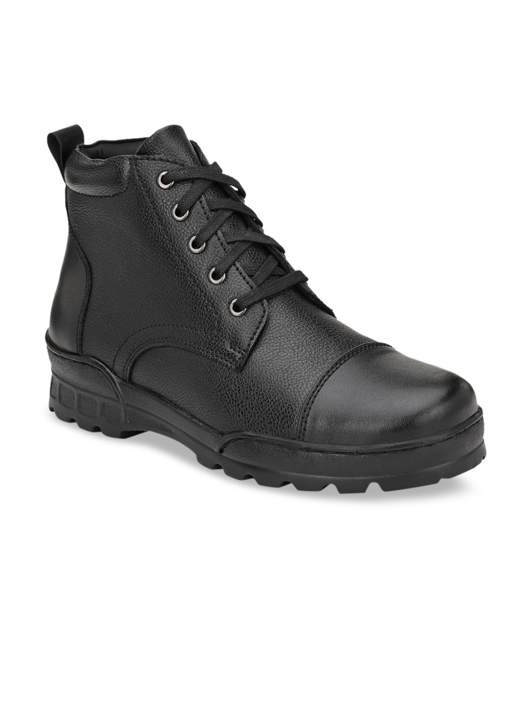 

Delize Men Black Solid Mid-Top Flat Boots