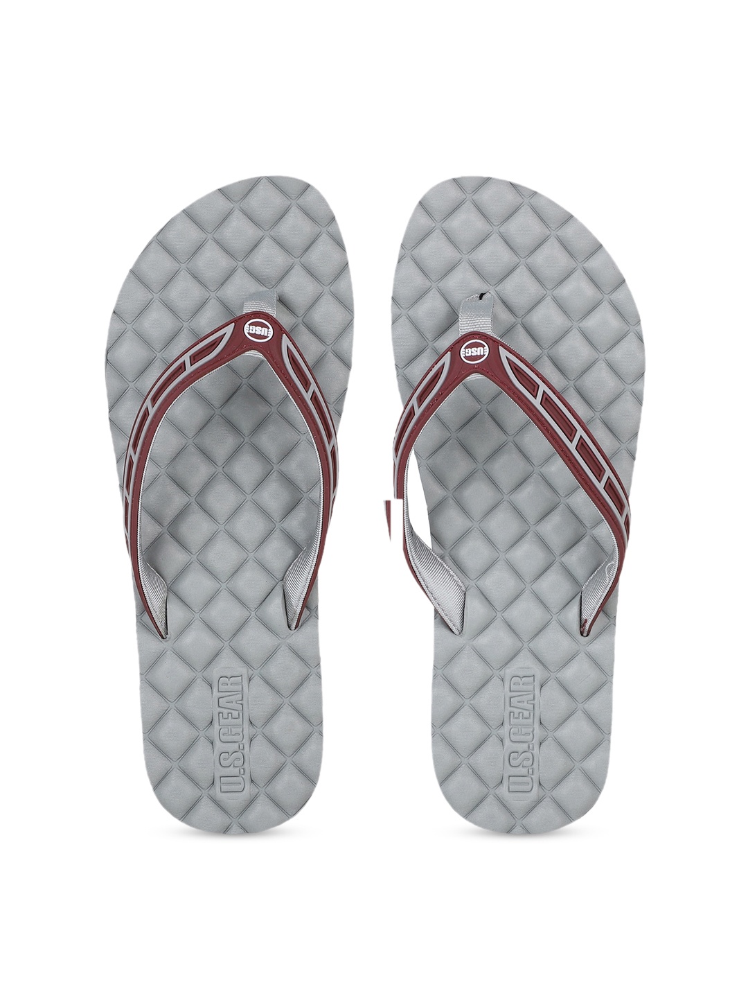 

US Gear Women Grey & Maroon Printed Thong Flip-Flops