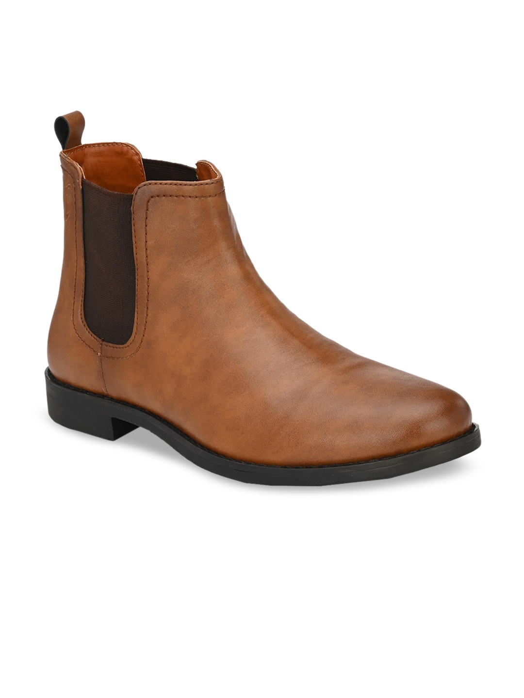 Delize Men Tan Brown Solid Mid-Top Flat Boots