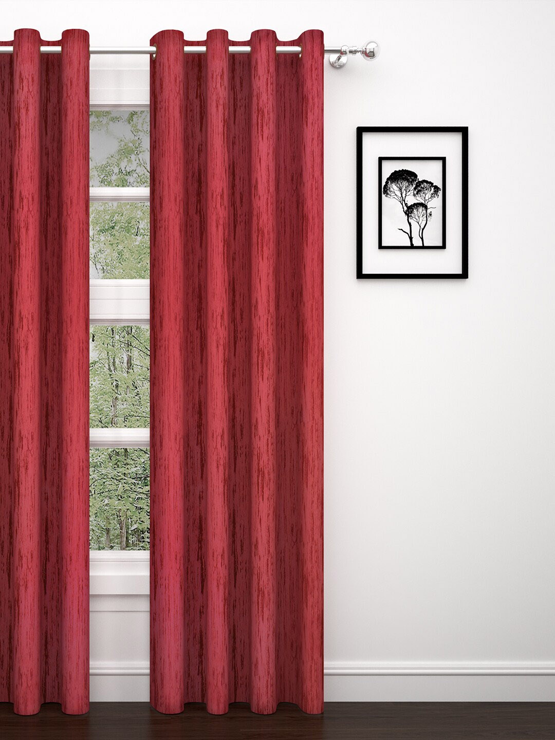 

PAVO Red Single Jacquard 300GSM Medium Blackout Long Door Curtain