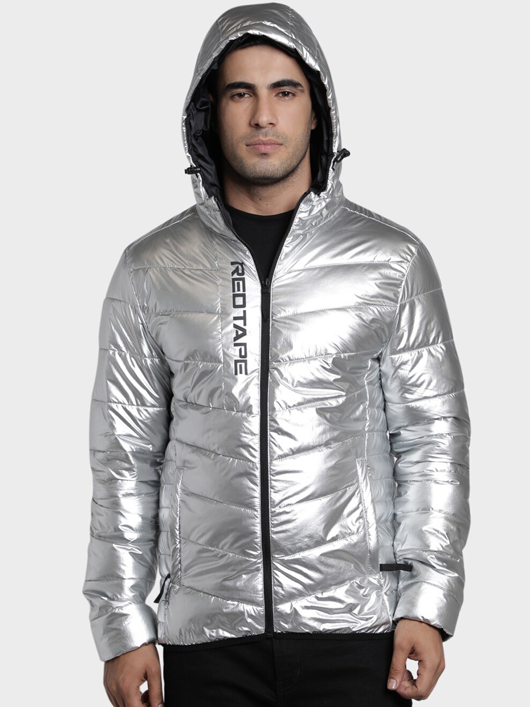 

Red Tape Men Silver-Toned Printed Puffer Jacket