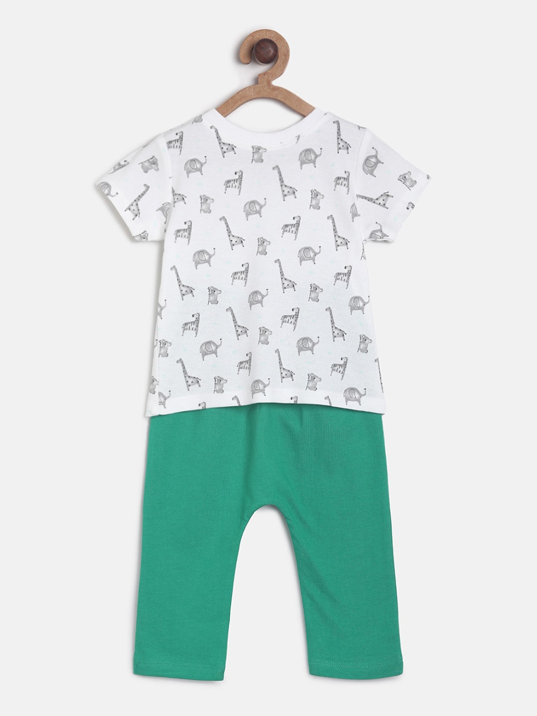 

MINI KLUB Infant Boys Printed Pure Cotton T-shirt with Pyjama, White