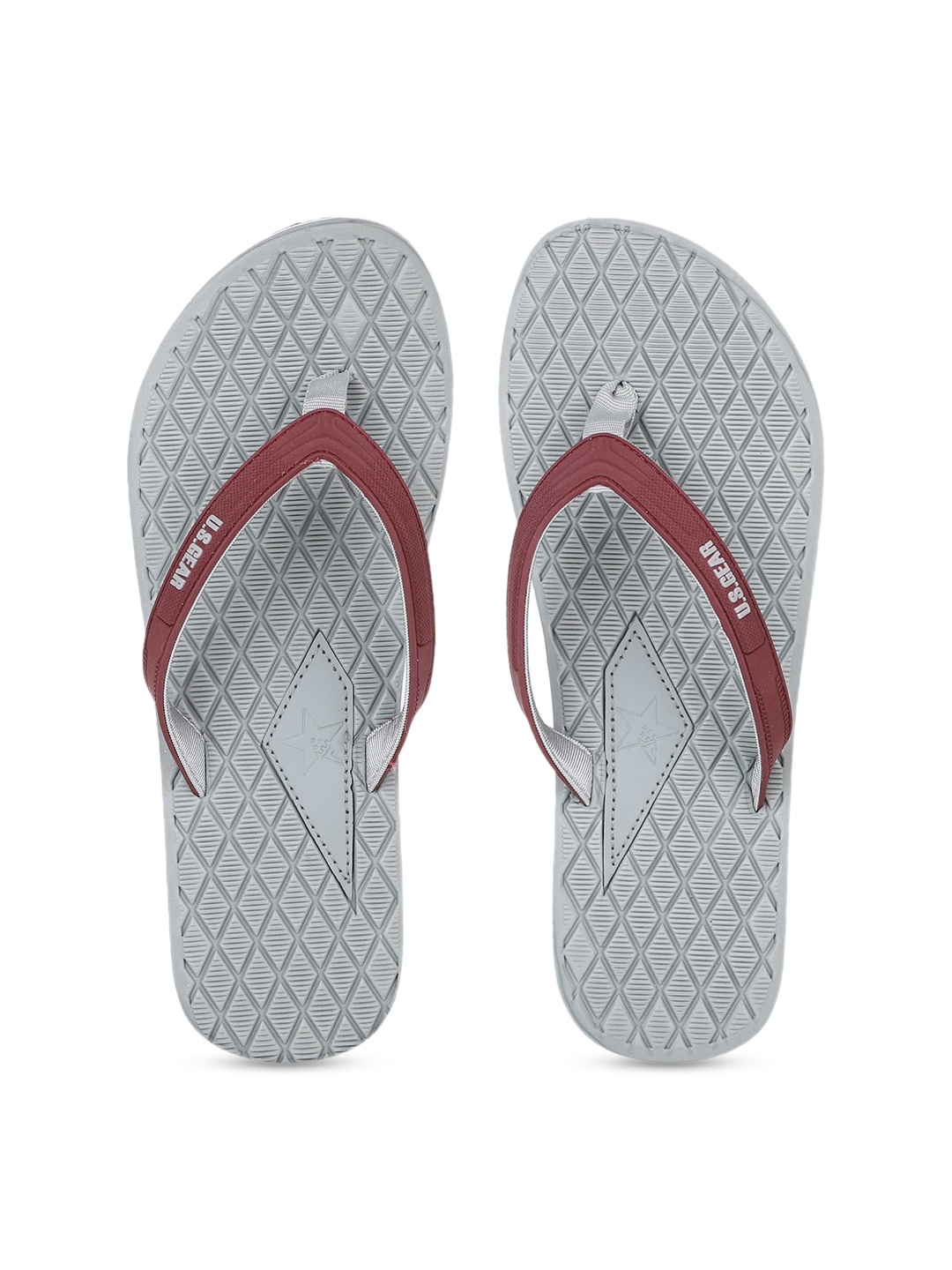 

US Gear Women Grey & Maroon Printed Thong Flip-Flops