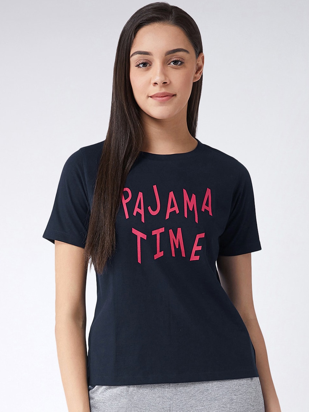 

Miss Chase Women Navy Blue Printed Round Neck T-shirt