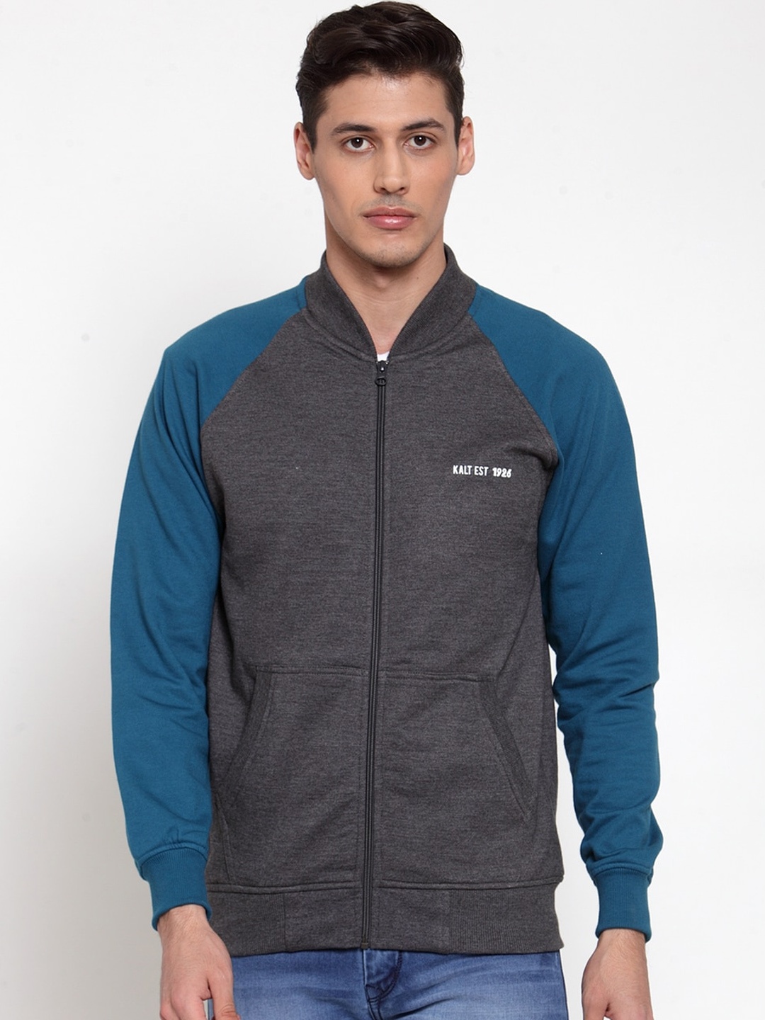 

Kalt Men Grey Colourblocked Sporty Jacket