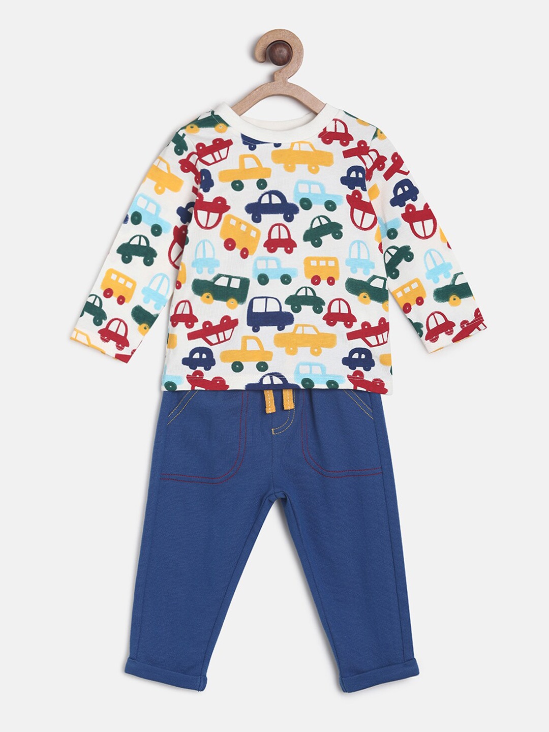 MINI KLUB Boys White & Blue Printed Top with Pyjamas