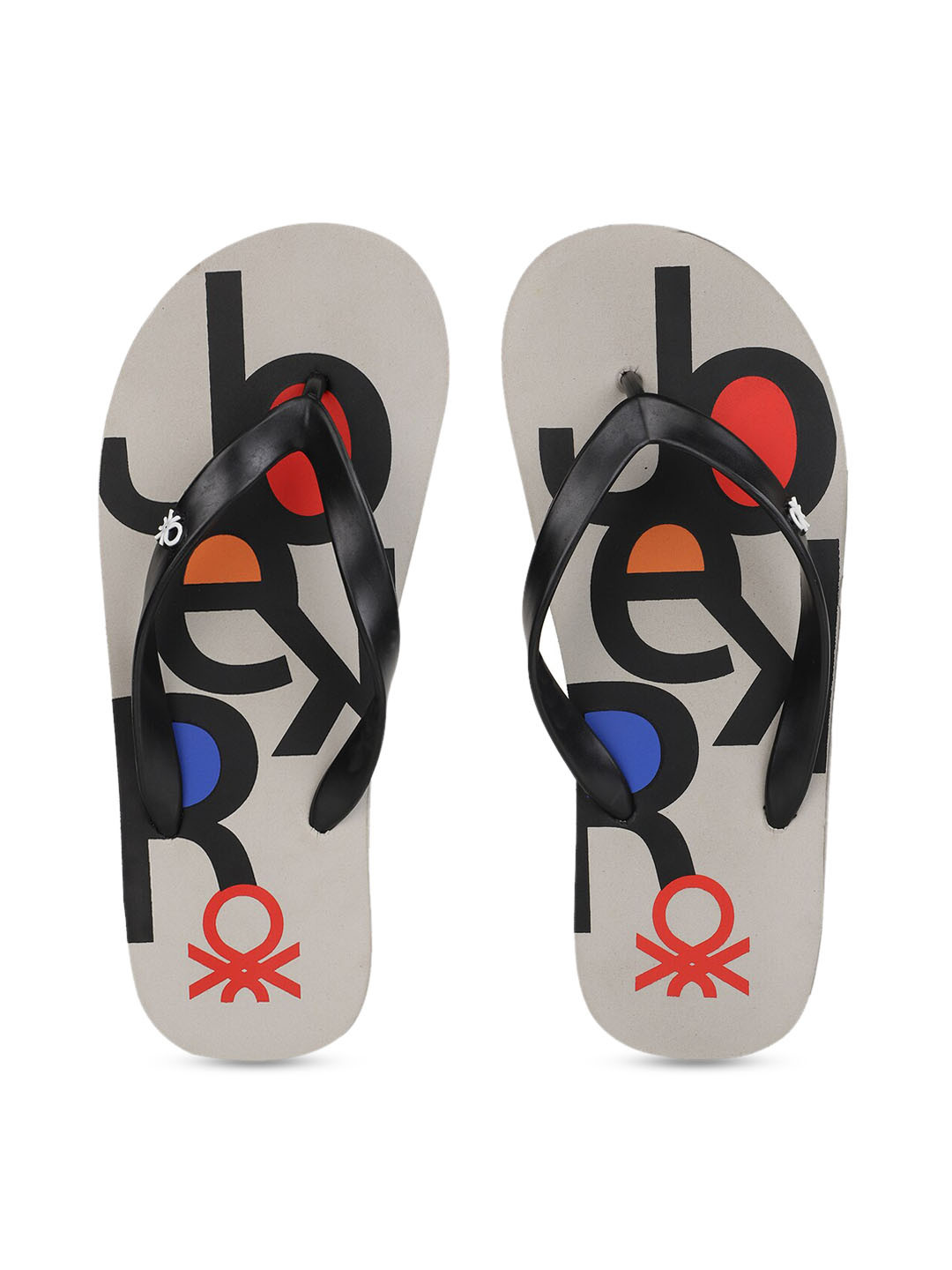 

United Colors of Benetton Men Black & Grey Printed Thong Flip-Flops