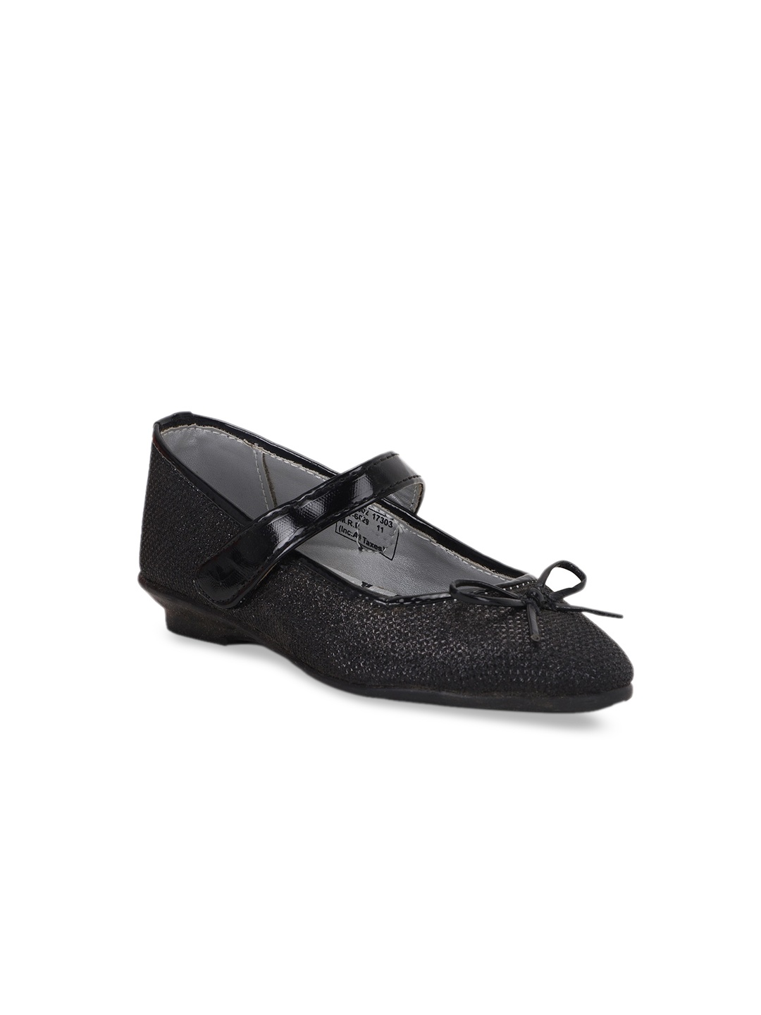 

Bubblegummers Girls Black Woven Design PU Ballerinas