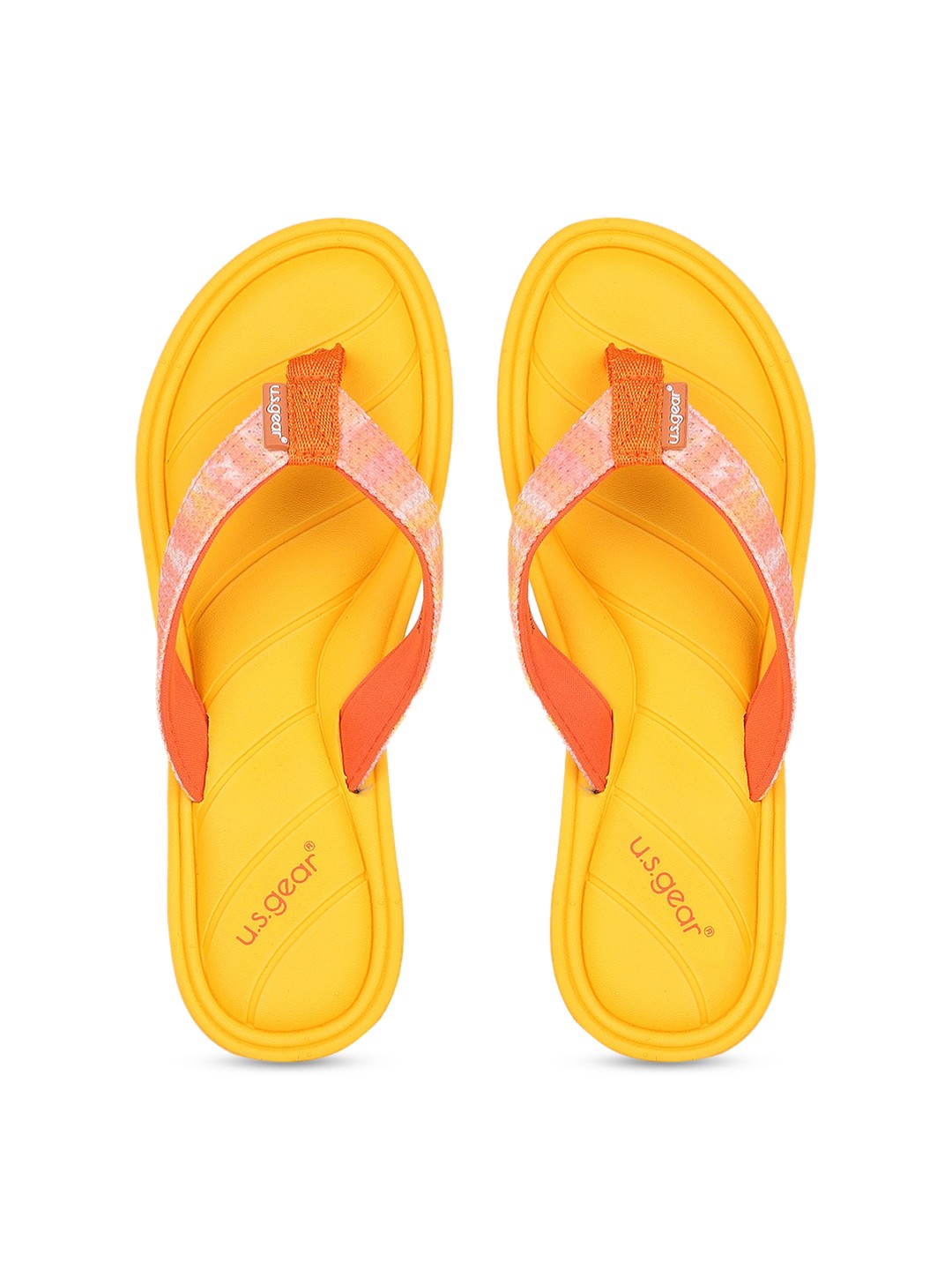 

US Gear Women Yellow Printed Thong Flip-Flops