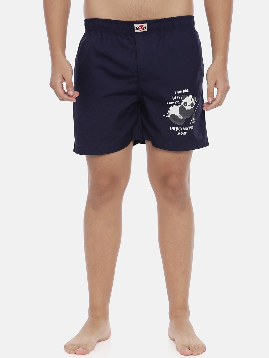 

Bushirt Men Navy Blue I am Not Lazy Printed Pure Cotton Boxers BX00130