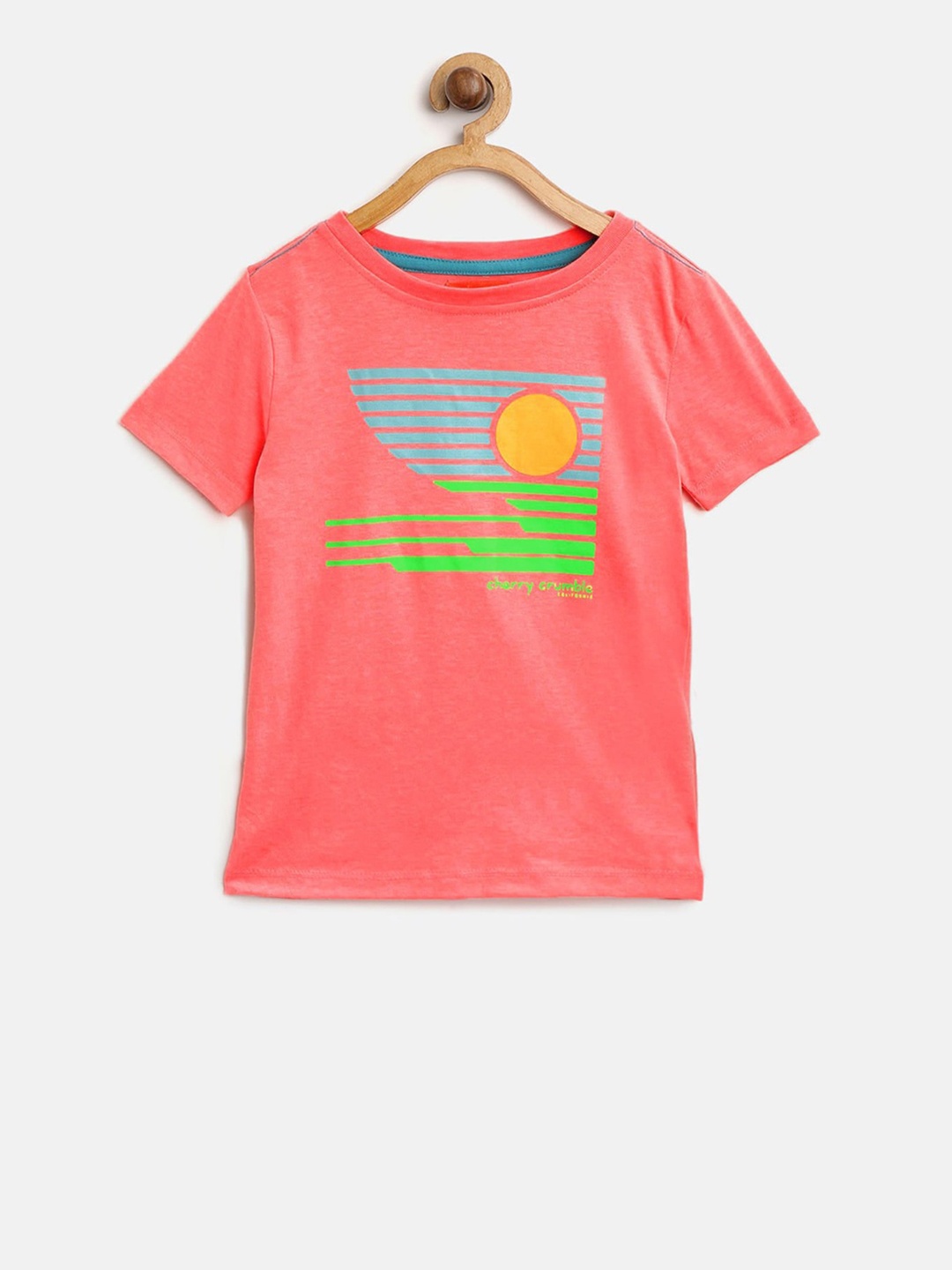 

Cherry Crumble Unisex Kids Pink Printed Round Neck T-shirt